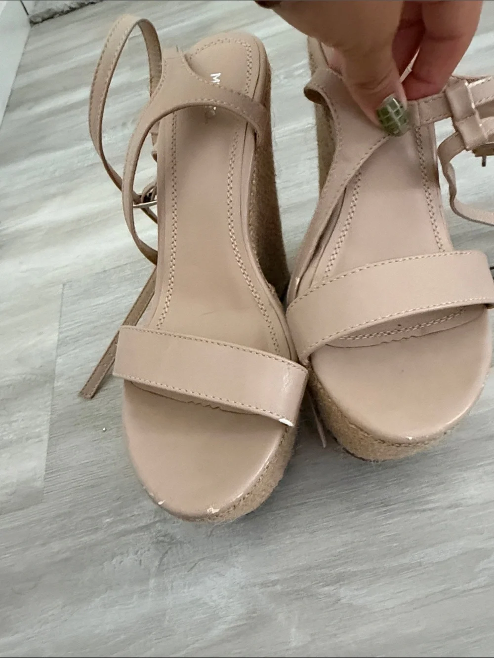 Neutral Espadrille Wedge Sandals with Ankle Straps